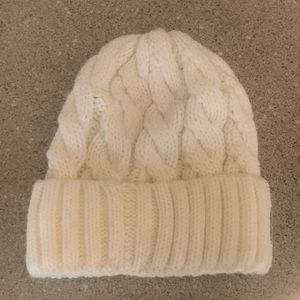 White Knit Beanie Hat